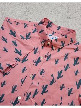 Bermies Polo Shirt Men’s Medium Cactus AOP Golf Active Stretch Performance